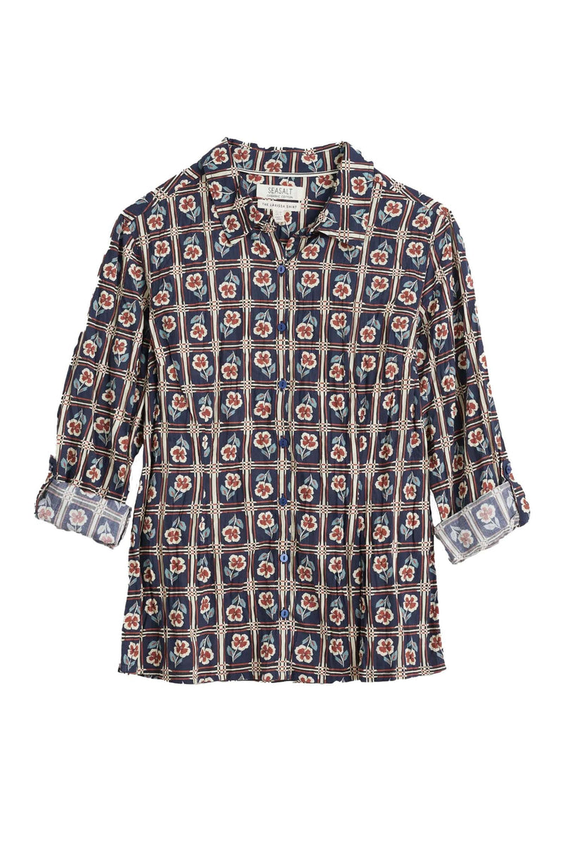 Seasalt Larissa Shirt - Floral Stamp Maritime – Potters of Buxton