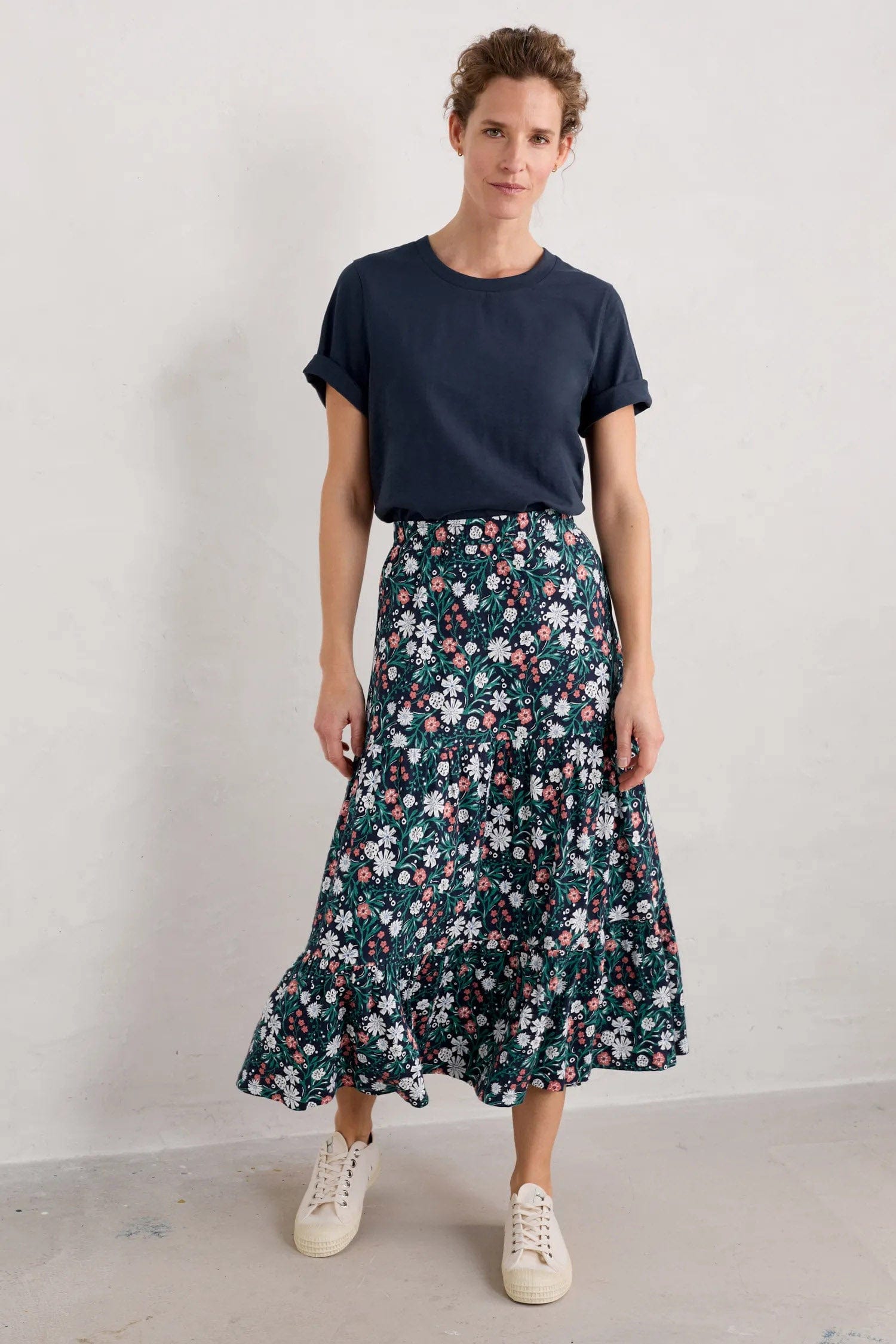 Seasalt Line Strokes Skirt - Creekside Floral Maritime