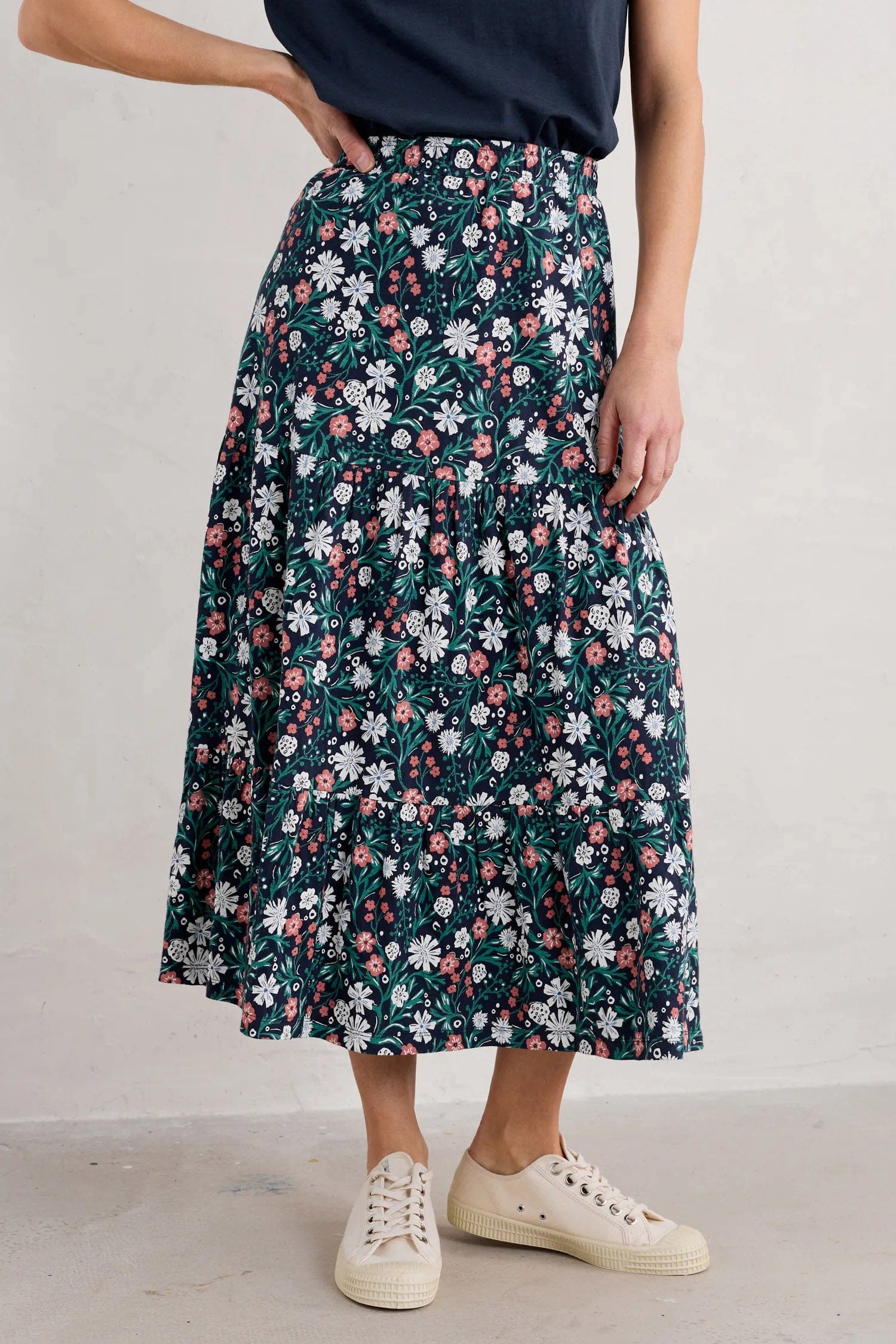 Seasalt Line Strokes Skirt - Creekside Floral Maritime