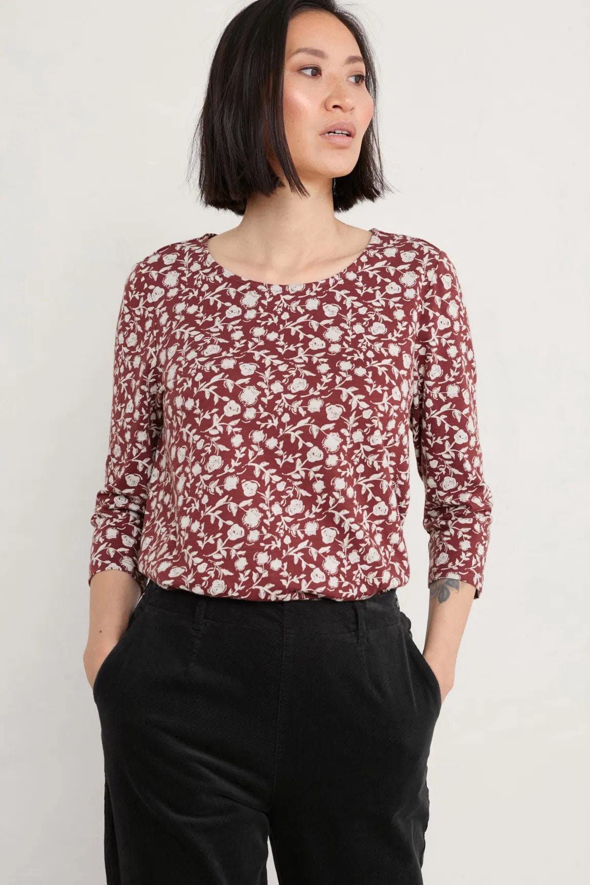 Seasalt Salt Bell Top - Reflection Floral Burgundy