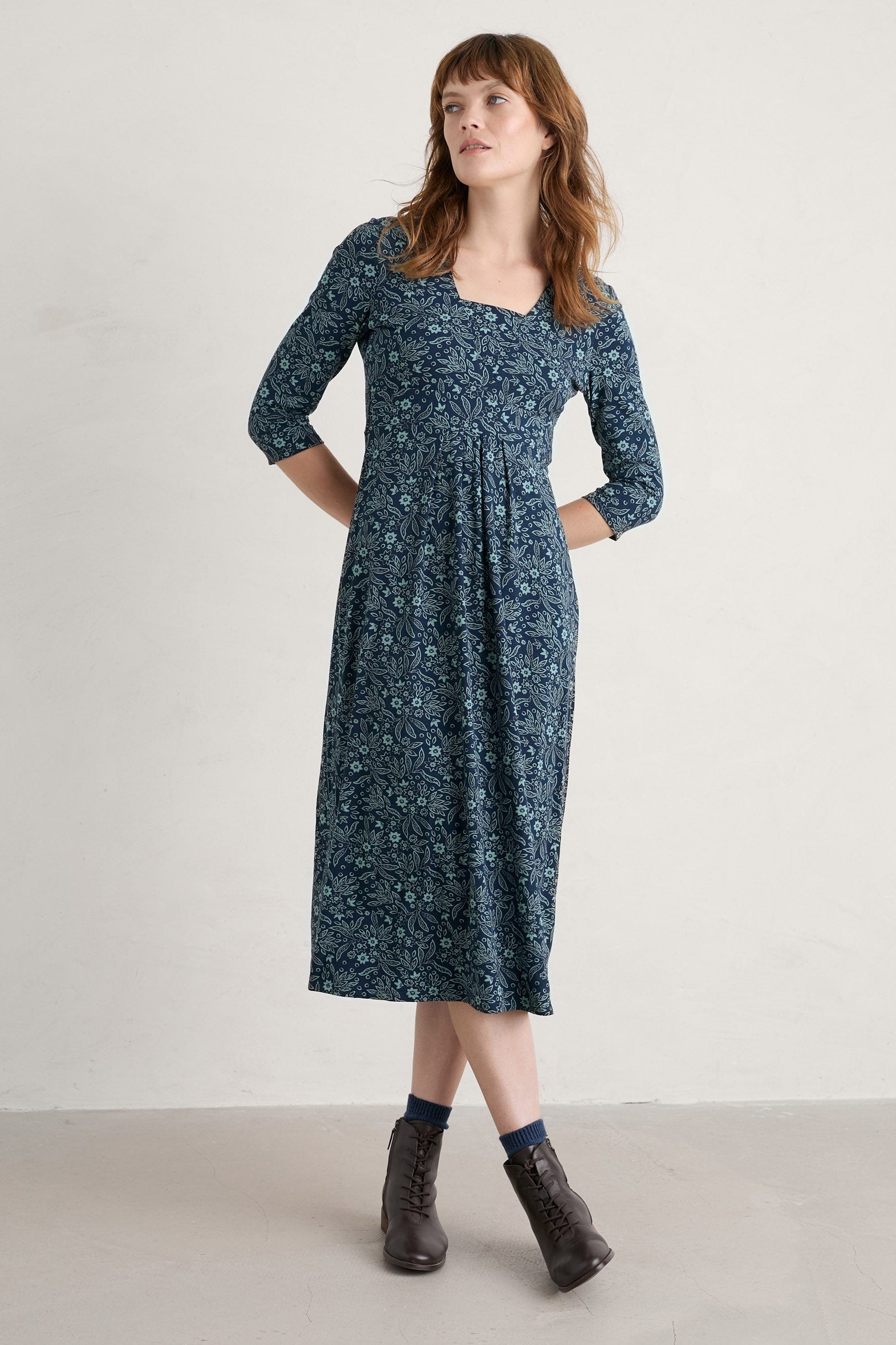 Seasalt Seed Packet Dress - Breon Leaves Lichen