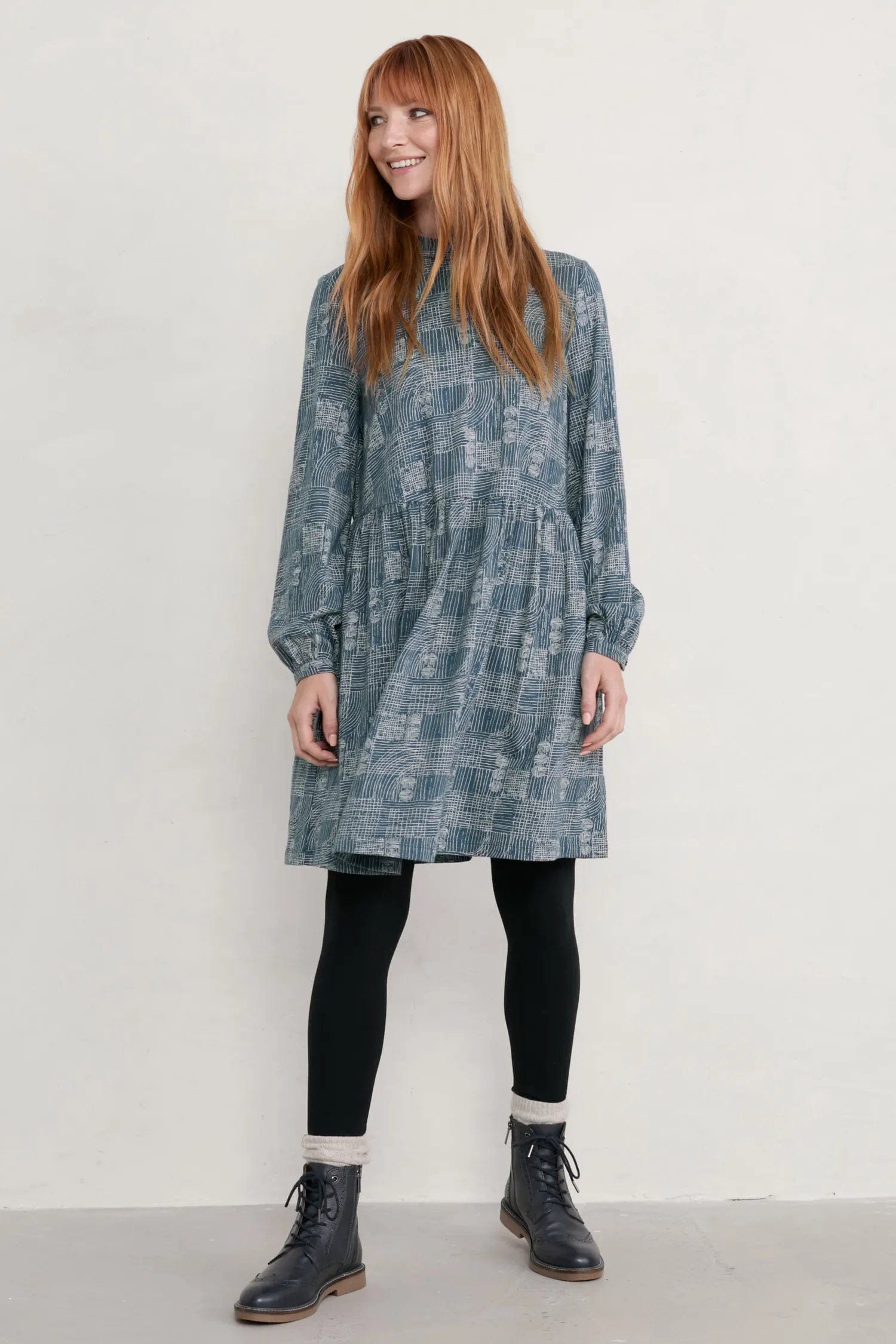 Seasalt Selven Dress - Hatched Landscape Deep Teal