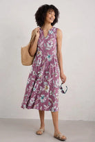 Seasalt Shelter Bay Sleeveless Jersey Dress - Linework Floral Heather