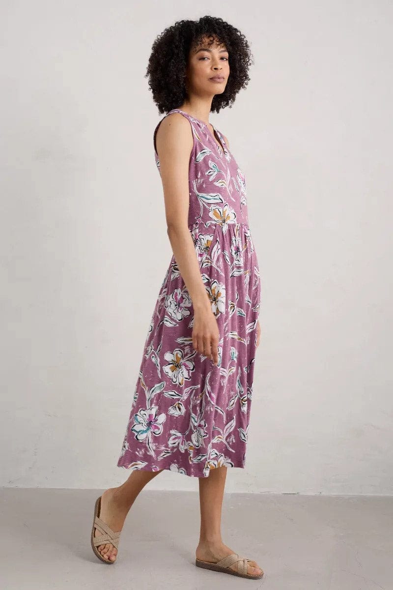 Seasalt Shelter Bay Sleeveless Jersey Dress - Linework Floral Heather