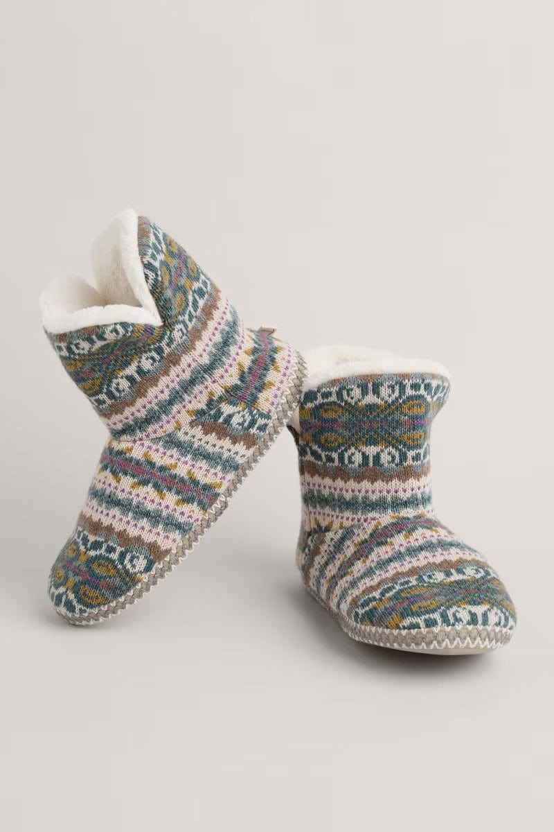 Seasalt Snooze Slipper Booties - Goldfinch Dusky Jade Multi