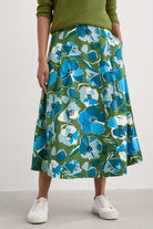 Seasalt Swallow Hill A-Line Skirt - Paper Hellebores Forest Green