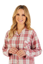 Slenderella Brushed Cotton Check 38 Inch Nightshirt - Pink