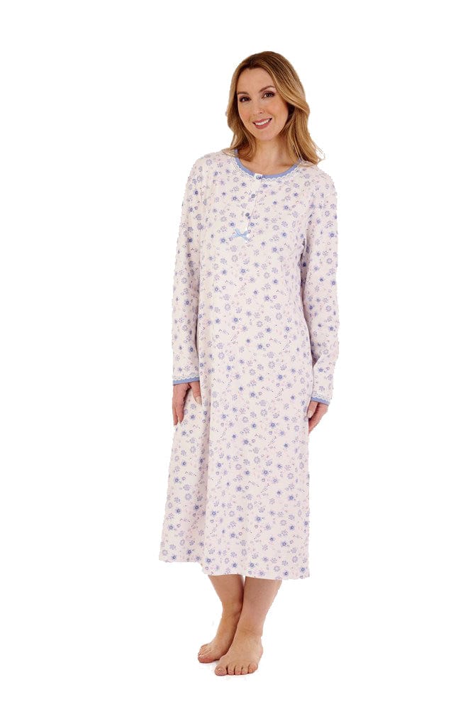 Slenderella Floral Interlock Nightdress - Blue