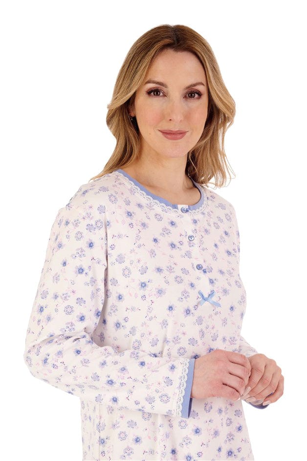 Slenderella Floral Interlock Nightdress - Blue