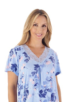 Slenderella Gaspe Floral Print Supersoft 40 Inch Nightdress - Blue