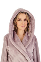 Slenderella Luxury 48 Inch Hooded Fleece Dressing Gown - Mink