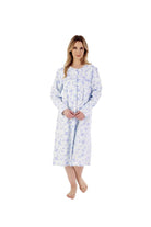 Slenderella Luxury Brushed Cotton Floral Nightdress - Blue