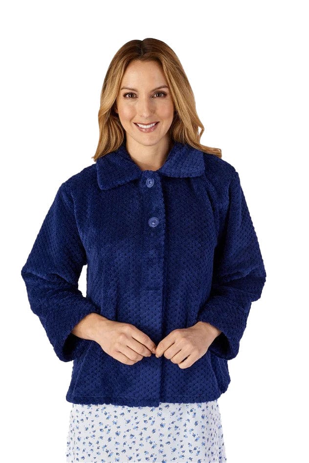 Slenderella Waffle Fleece Bed Jacket - Navy