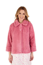 Slenderella Waffle Fleece Bed Jacket - Pink