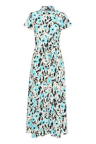 Soaked in Luxury Arjana Print Short Sleeve Maxi Dress - Sea Jet Flower