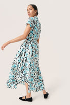 Soaked in Luxury Arjana Print Short Sleeve Maxi Dress - Sea Jet Flower