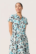 Soaked in Luxury Arjana Print Short Sleeve Maxi Dress - Sea Jet Flower