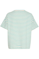 Soaked in Luxury Ingo Boxy Tee - White and Sea Jet Stripe