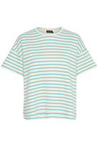 Soaked in Luxury Ingo Boxy Tee - White and Sea Jet Stripe