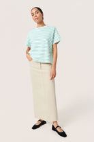 Soaked in Luxury Ingo Boxy Tee - White and Sea Jet Stripe