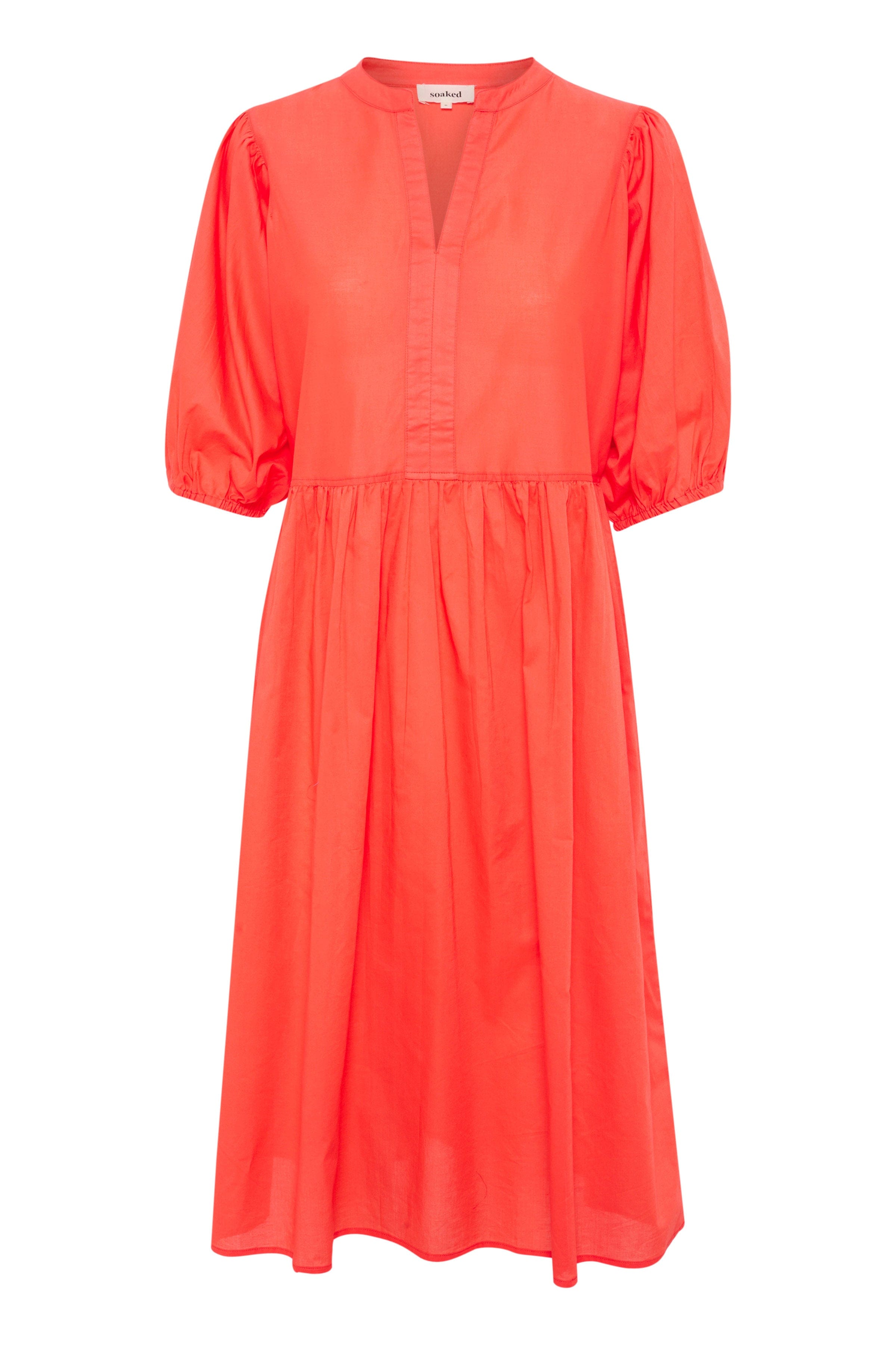 Soaked in Luxury Josie Balloon Sleeve Dress - Hot Coral