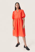 Soaked in Luxury Josie Balloon Sleeve Dress - Hot Coral