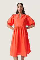 Soaked in Luxury Josie Balloon Sleeve Dress - Hot Coral