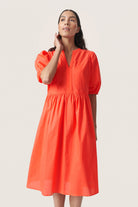 Soaked in Luxury Josie Balloon Sleeve Dress - Hot Coral