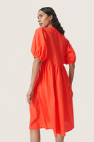 Soaked in Luxury Josie Balloon Sleeve Dress - Hot Coral