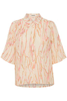 Soaked in Luxury Kehlani Printed Short Sleeve Shirt - Whisper White Trace