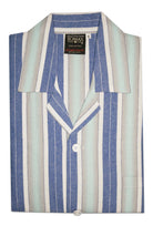 Somax Blue Stripe Cotton Flannelette Pyjamas - Tie Waist