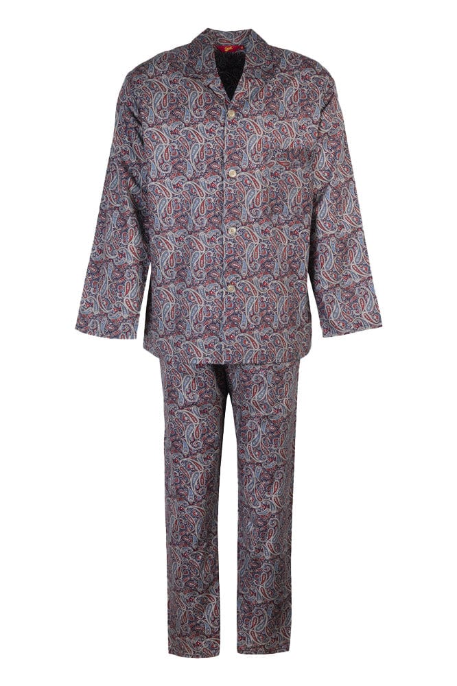 Somax Navy Paisley Cotton Pyjamas - Elastic Waist