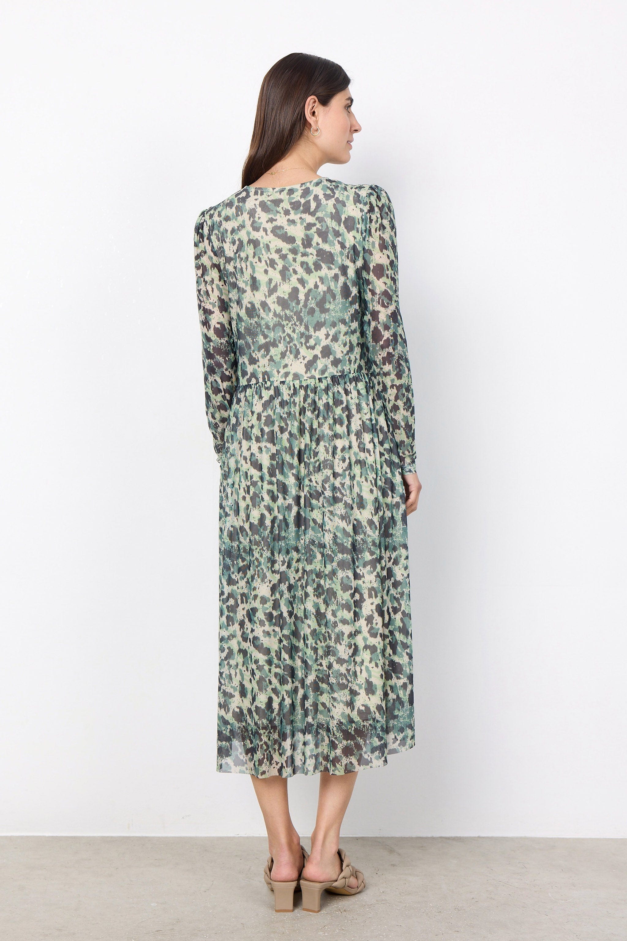 Soya Concept Alda Mesh Printed Dress - Bright Green Combi