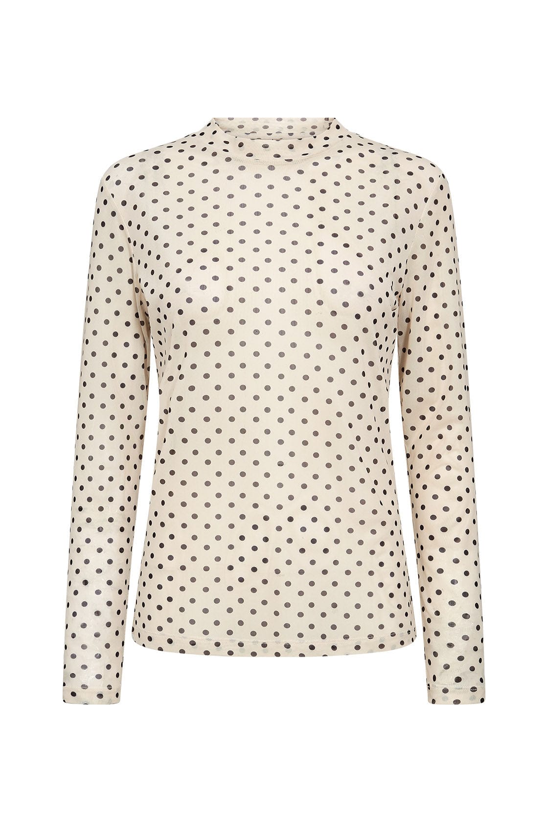 Soya Concept Alda Spot Mesh Long Sleeve Top - Cream Combi