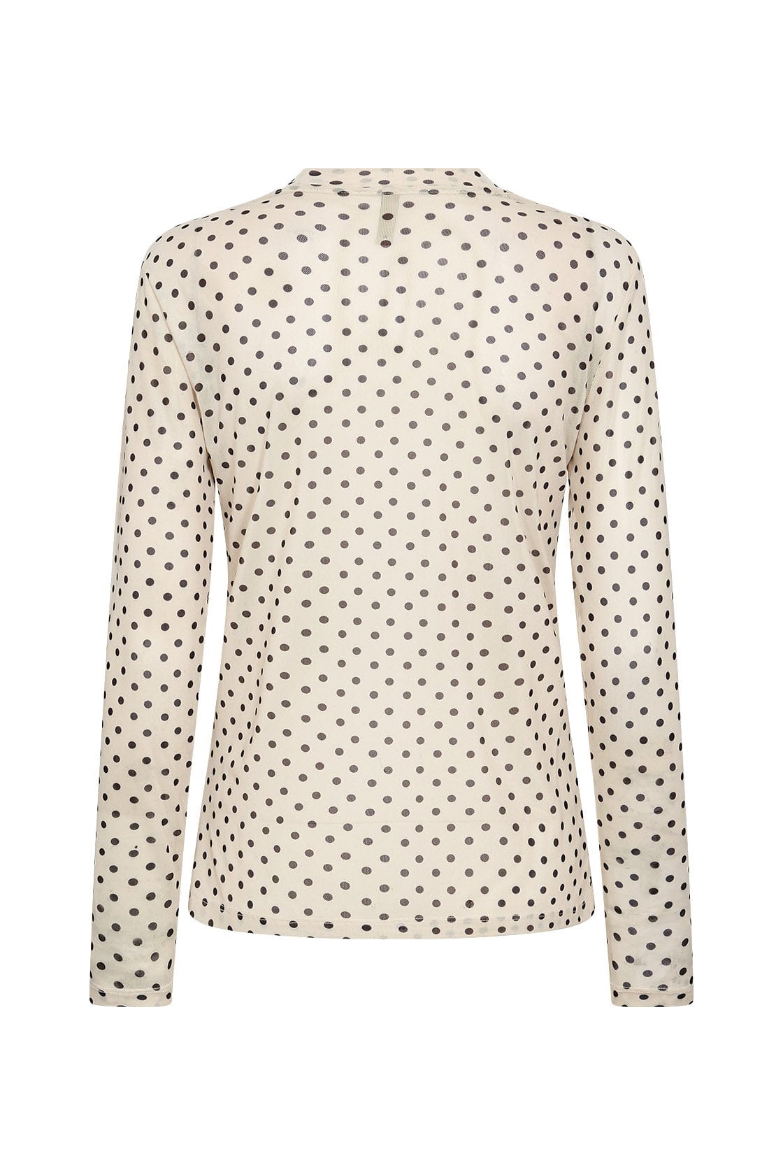 Soya Concept Alda Spot Mesh Long Sleeve Top - Cream Combi