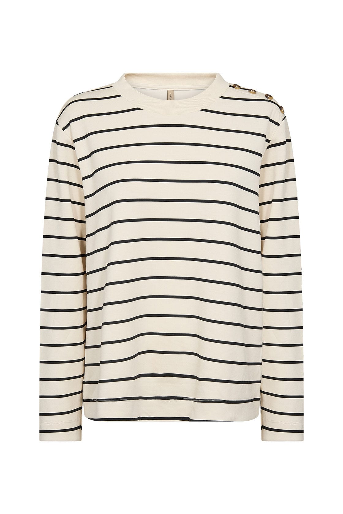 Soya Concept Barni Stripe Button Detail Sweatshirt - Cream Combi