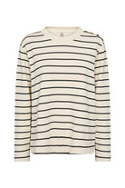 Soya Concept Barni Stripe Button Detail Sweatshirt - Cream Combi