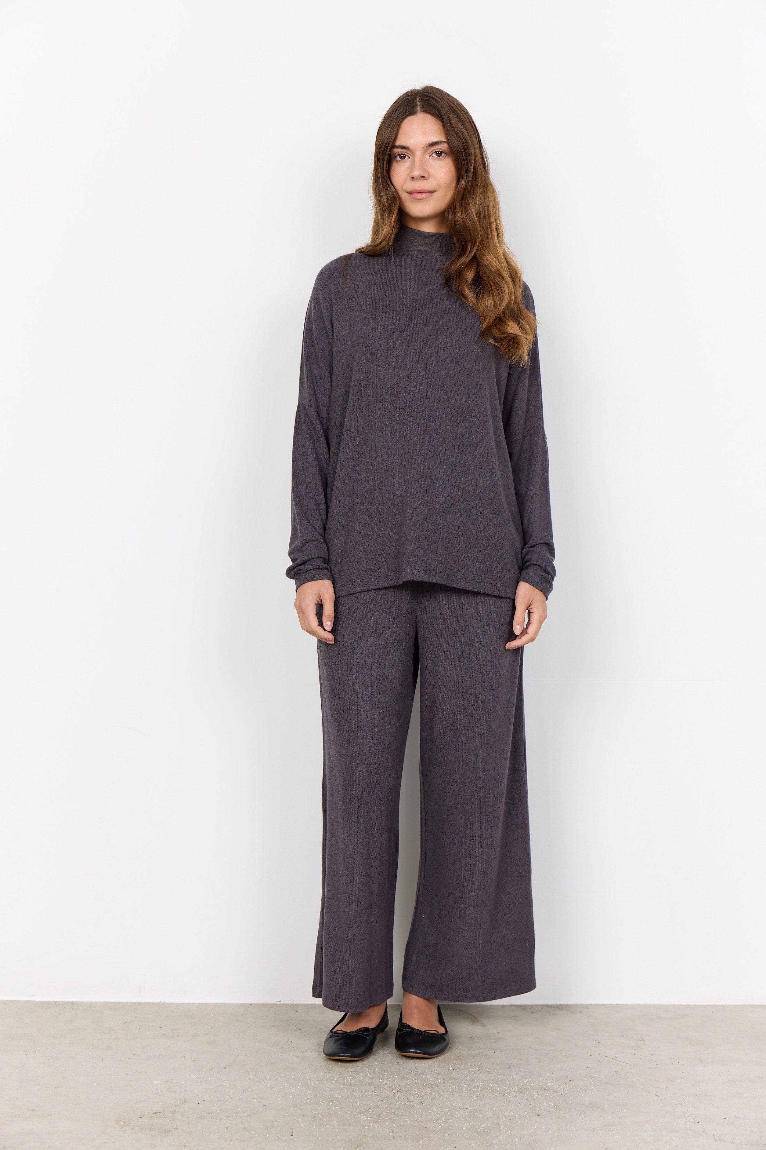 Soya Concept Biara Supersoft Turtle Neck Jumper - Dark Grey Melange