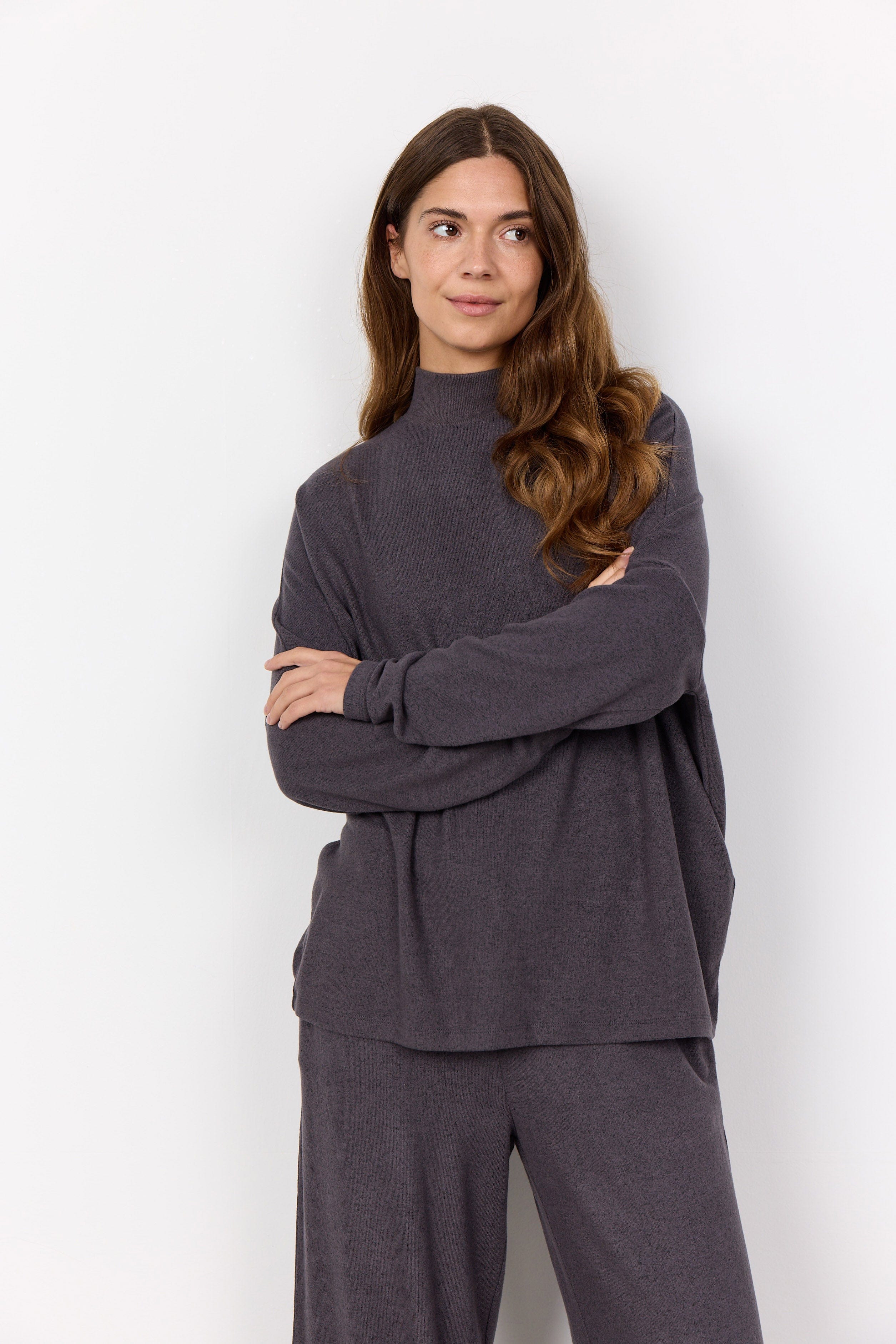 Soya Concept Biara Supersoft Turtle Neck Jumper - Dark Grey Melange