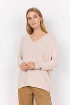 Soya Concept Biara Supersoft V-Neck Jumper - Cream Melange