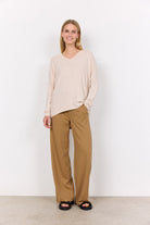 Soya Concept Biara Supersoft V-Neck Jumper - Cream Melange