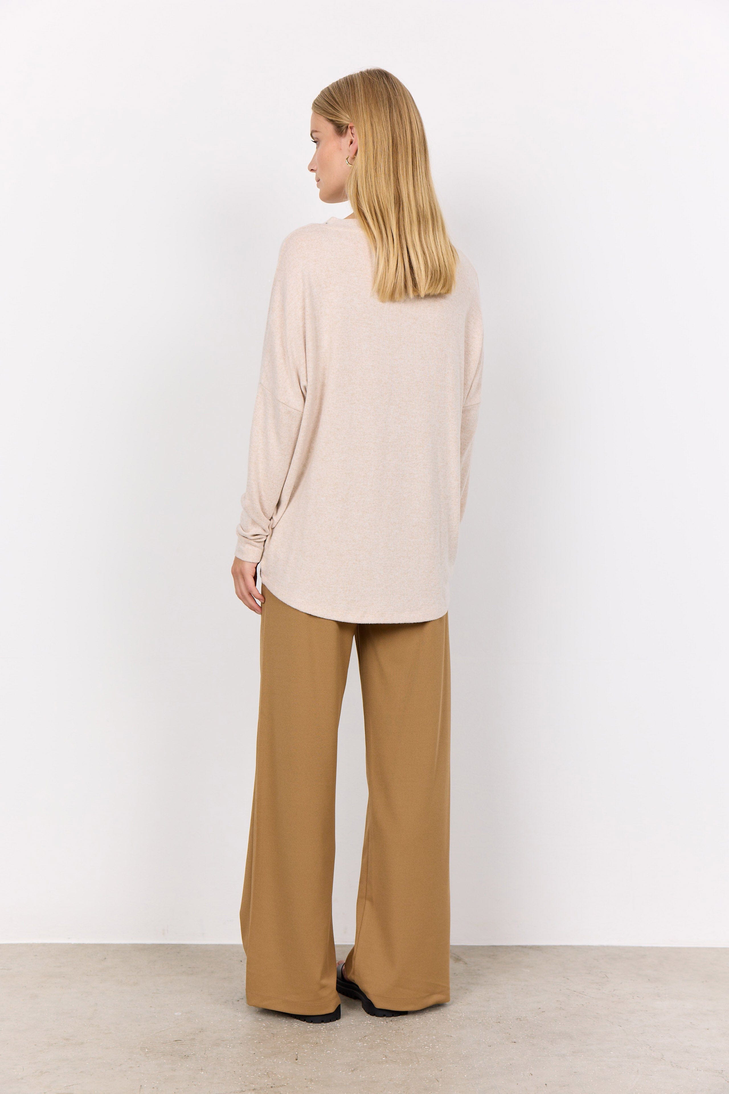 Soya Concept Biara Supersoft V-Neck Jumper - Cream Melange