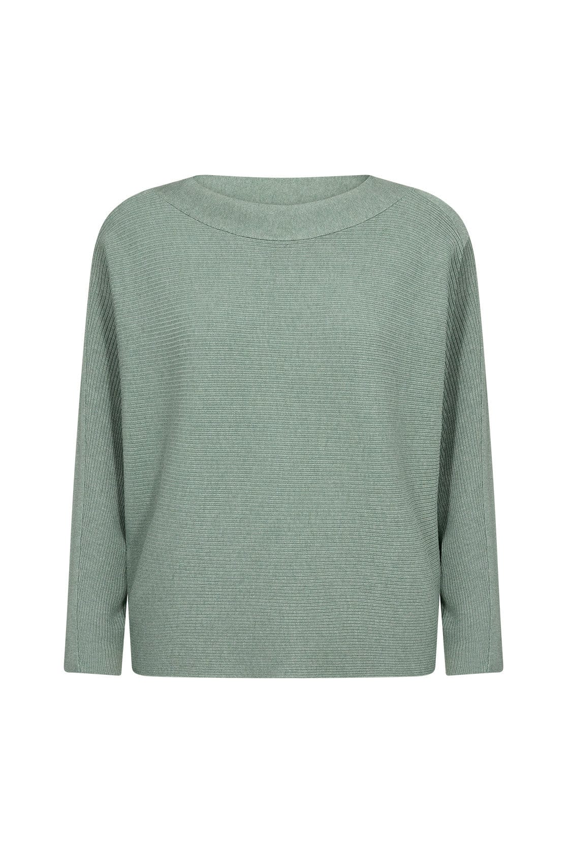 Soya Concept Dollie Knitted Rib Jumper - Mineral Green Melange