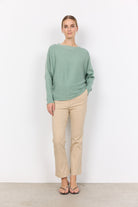 Soya Concept Dollie Knitted Rib Jumper - Mineral Green Melange