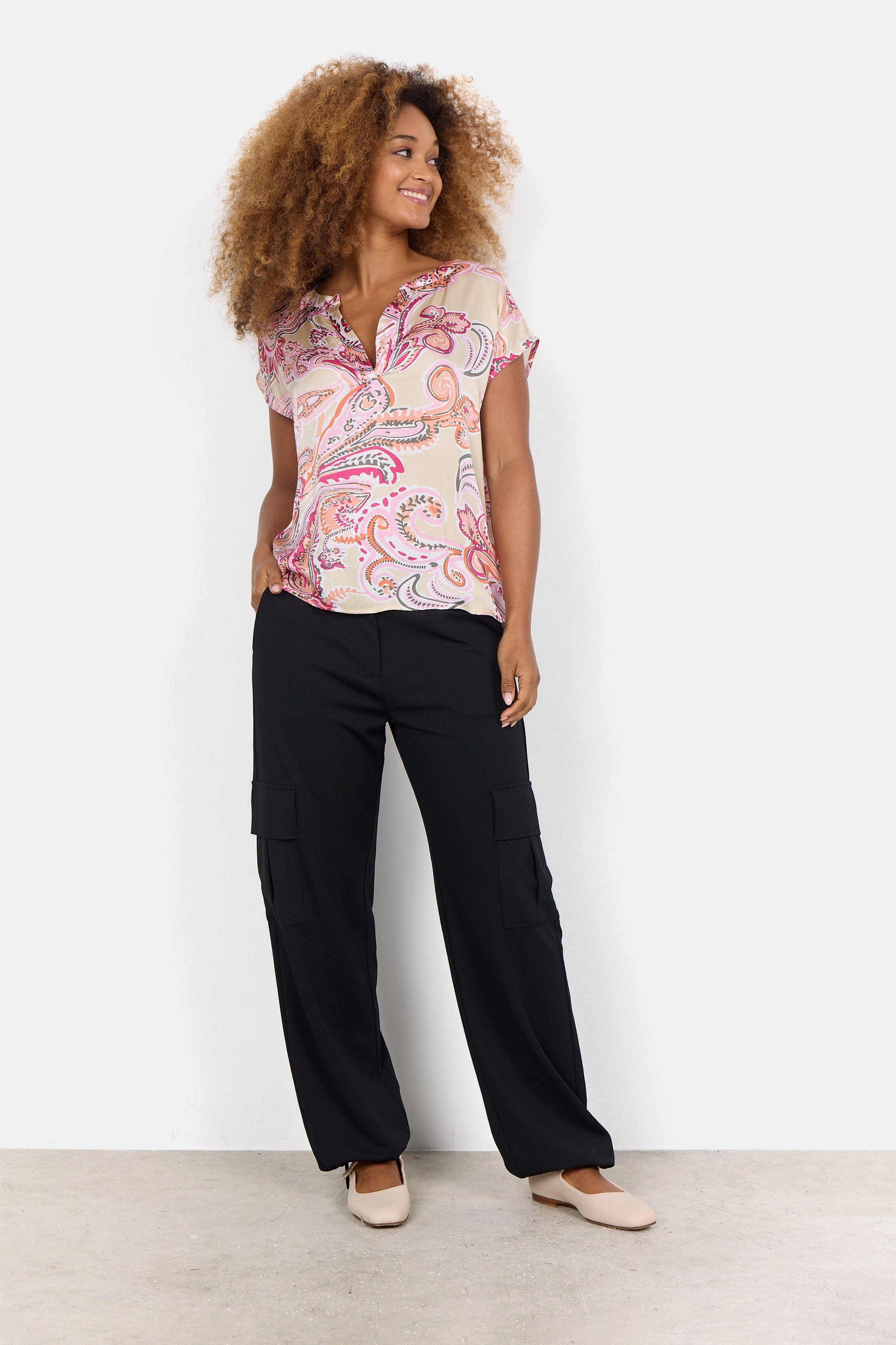 Soya Concept Dorina Paisley Print Top - Pink Combi