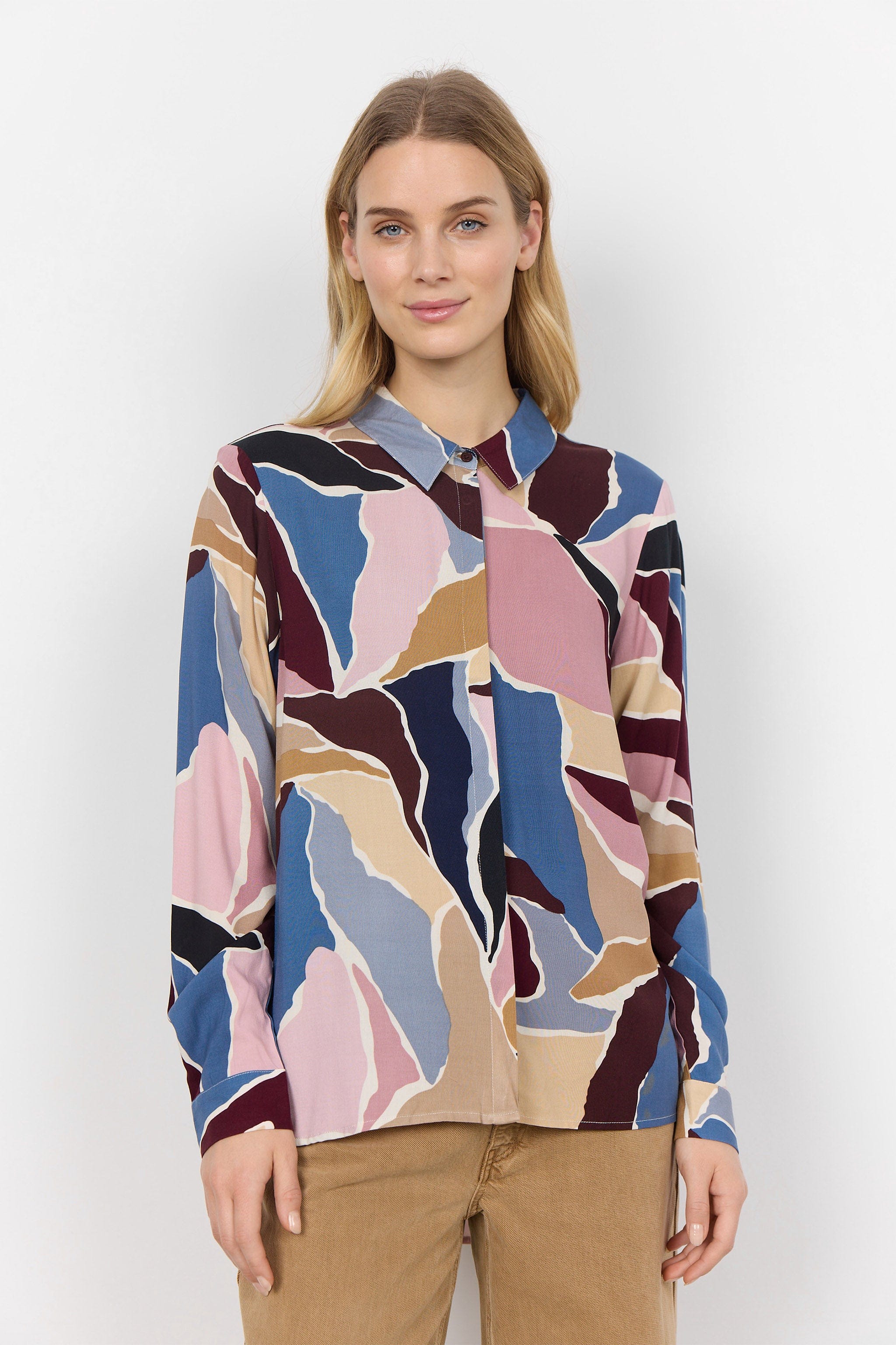 Soya Concept Ilana Abstract Print Shirt - Wine Combi