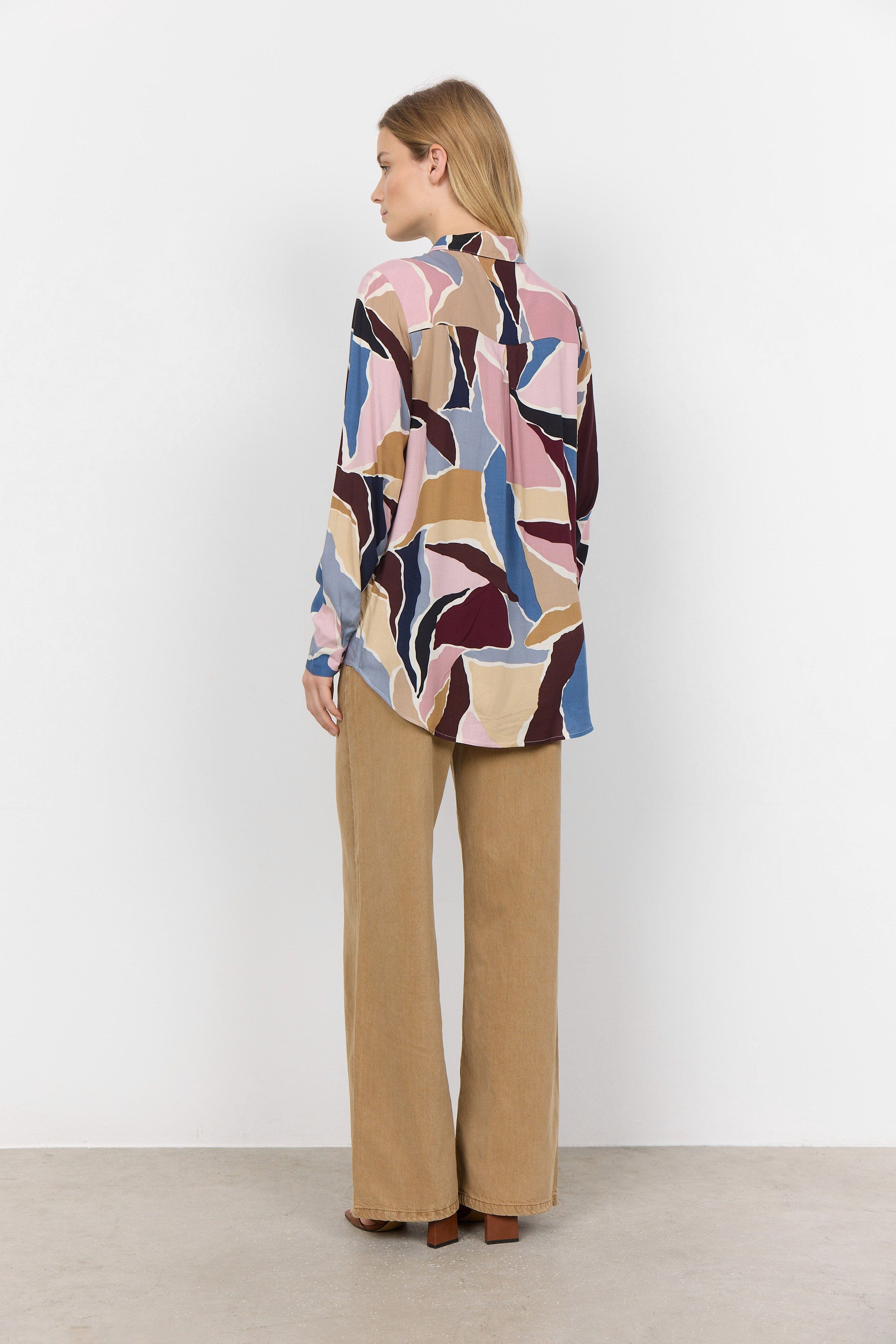 Soya Concept Ilana Abstract Print Shirt - Wine Combi