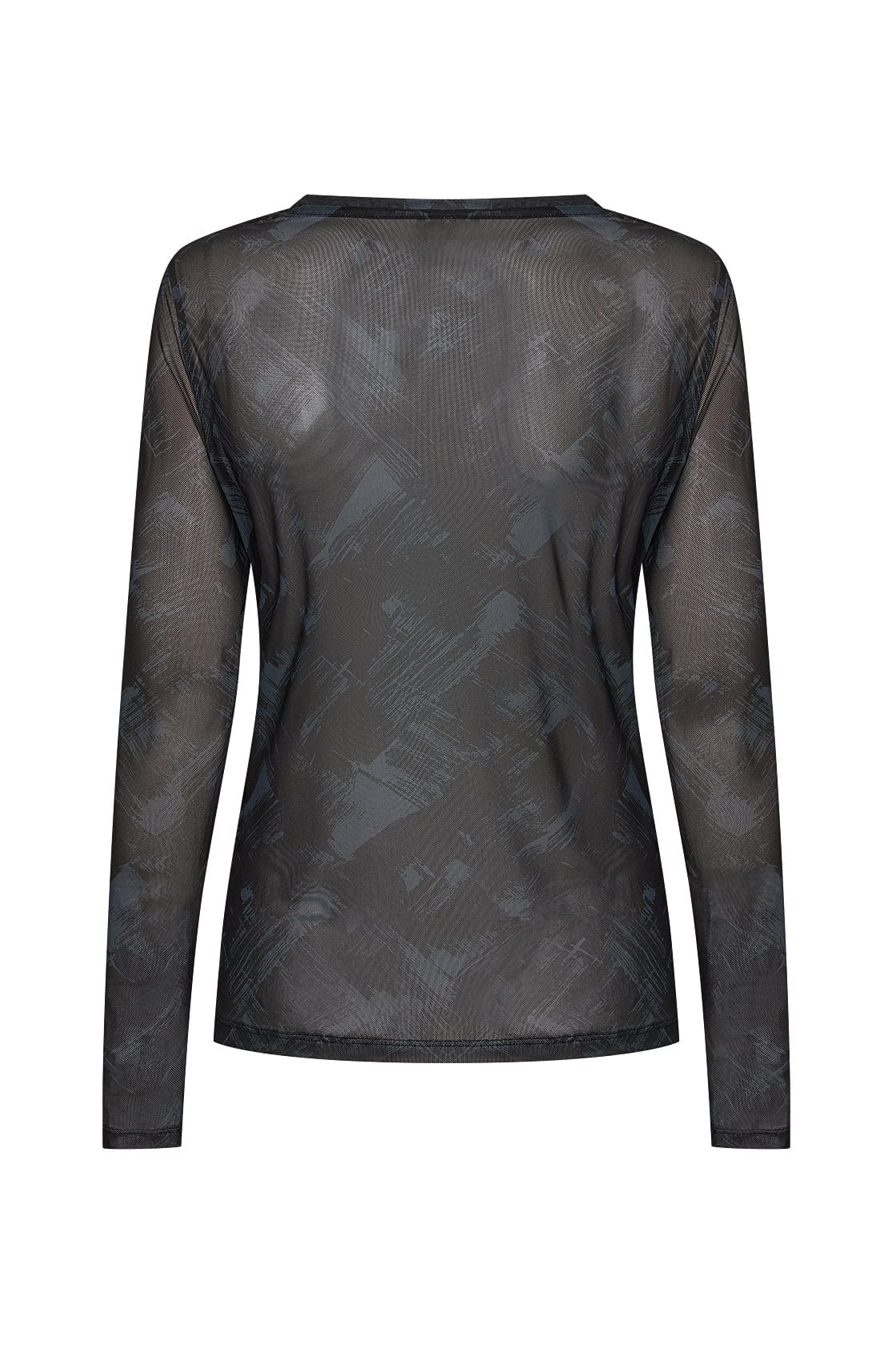 Soya Concept Iliane Printed Long Mesh Top - Iron Grey