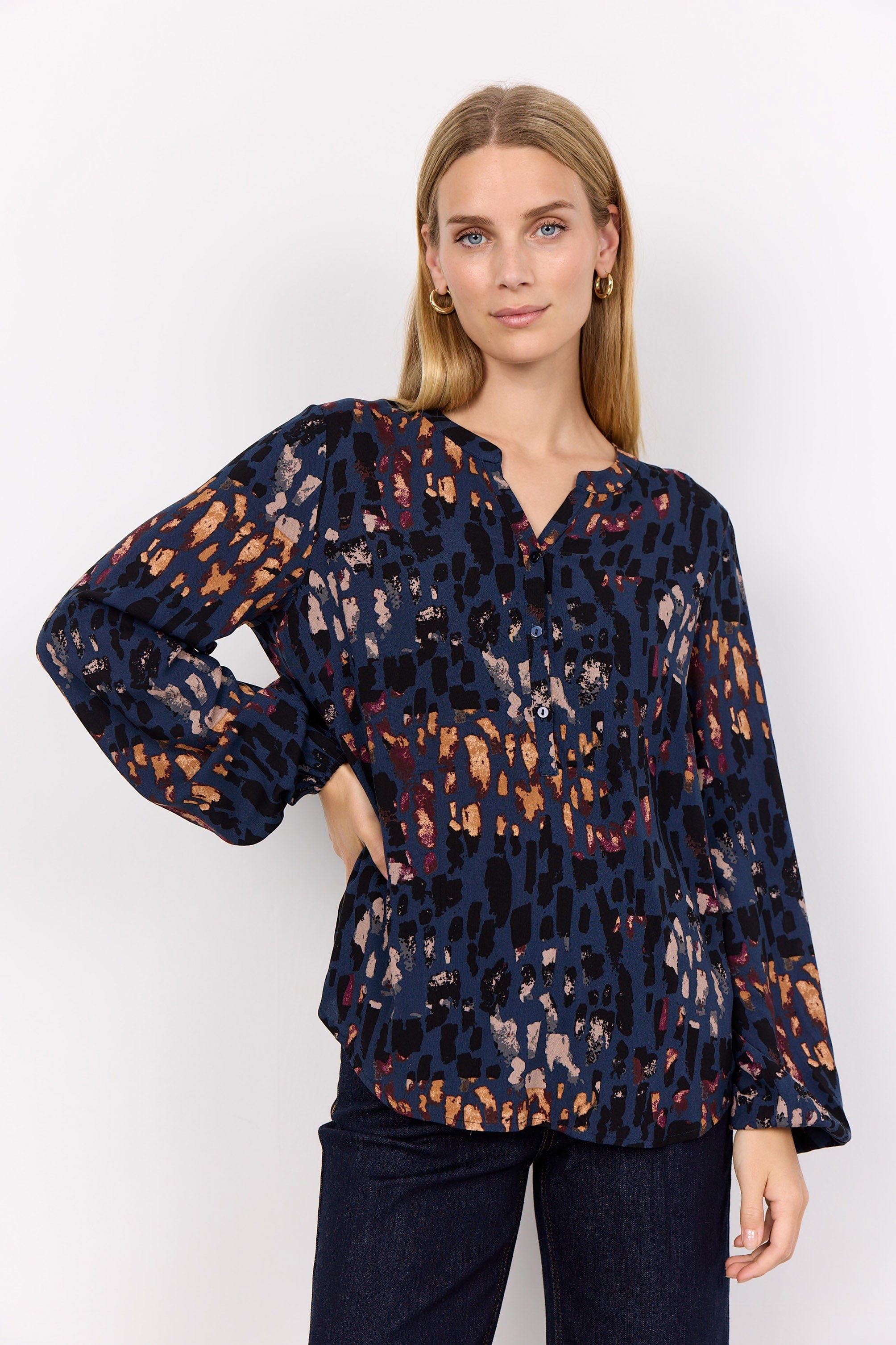 Soya Concept Ima Printed Blouse - Blue Iris Combi