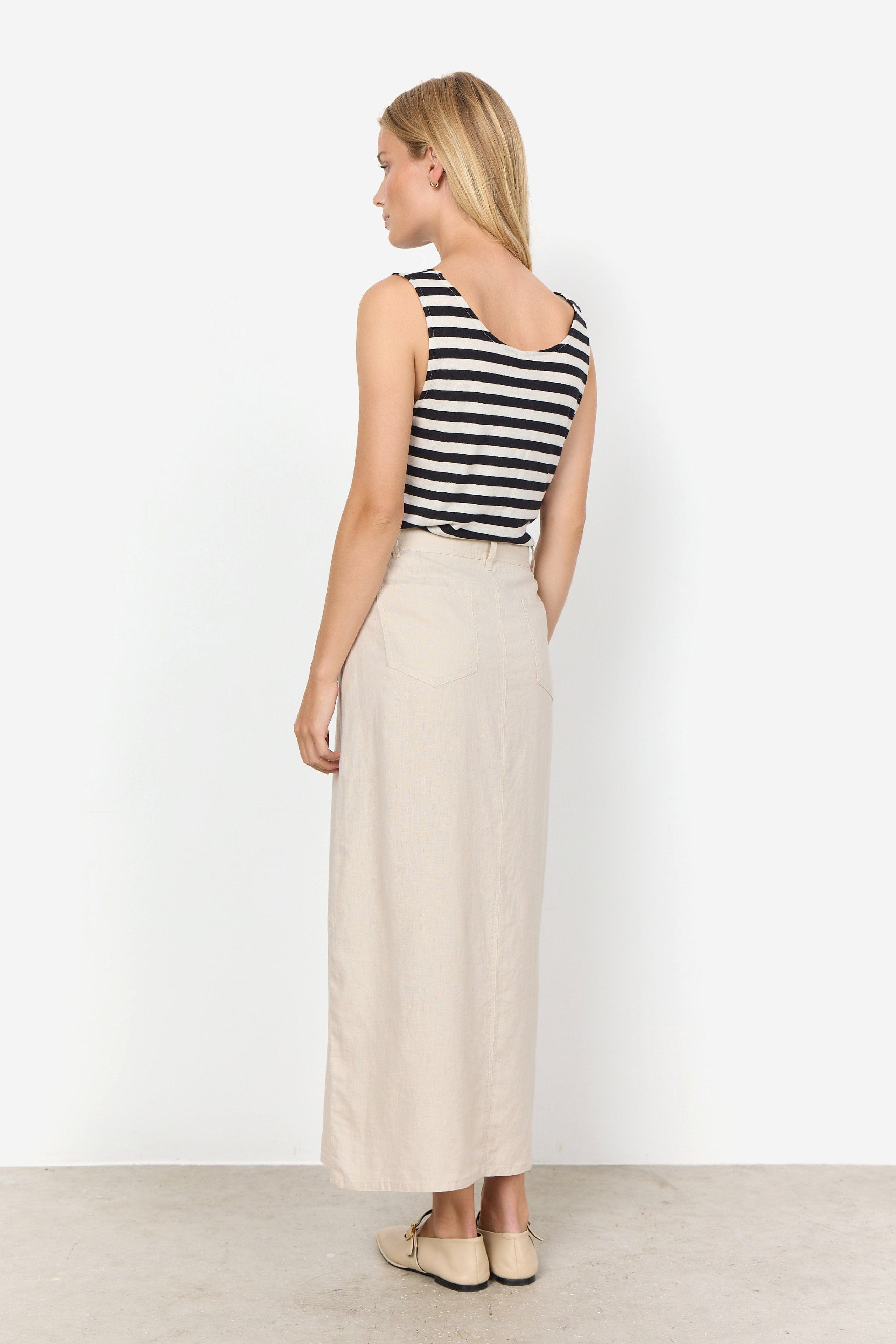 Soya Concept Ina Linen Blend Maxi Skirt - Sand